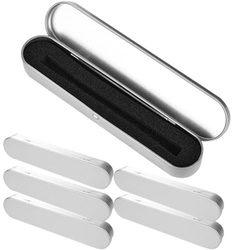 Baluue Metallbox für Stifte mit Deckel 6 Stück aus Weißblech Rechteckiger Stifteorganizer mit Schwamm und Klappdeckel für Schule und Büro