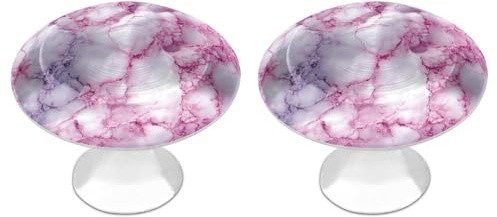 Jubonexis Schubladenknauf, rund, Marmor, Neonviolett, Weiß, 2 Stück, für Schubladen, Kommoden, Schubladen, Kommoden, Dekoration für Kleiderschrank, Zuhause, Büro, Küche