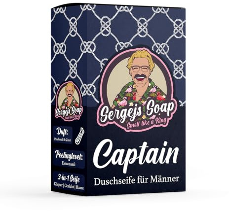 Sergejs Soap natürliches Seifenstück | 3 in 1 Seife mit 100% natürlichen Inhaltsstoffen und Aktivkohle | Naturkosmetik | Ohne Parabene | Naturseife (Patchouli, Zimt, Bergamotte.)