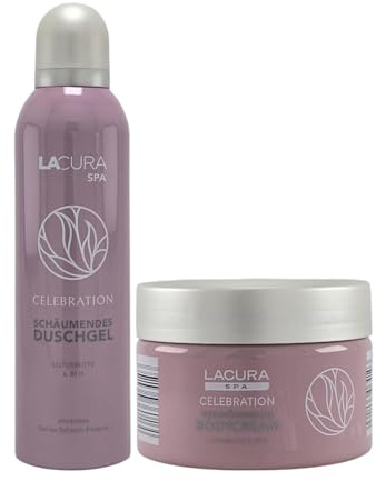 SPA Celebration - Set de cuidado (2 piezas) | Gel de ducha espumoso (200 ml) y crema corporal indulgente (250 ml) con flor de loto y arroz, set de regalo de bienestar sensual para mujer