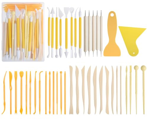 NUTKIT 43 Piezas Herramientas de Escultura de Arcilla, Kit de Modelado para Cerámica DIY, Manualidades, Principiantes y Profesionales