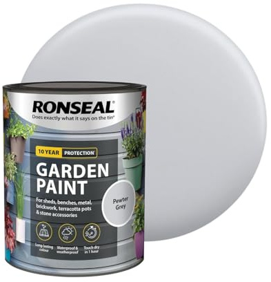 Milena Pewter Grey Garden Paint 750ml, Water Based Wooden Paints, Fast Drying Matt Finish, Long Lasting Fade Resistance Fence Paint, DIY Colour for Brick, Flower Pots (Pewter Grey, 750 M L)