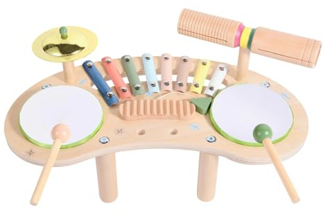 Bsbkoj Barntrumma, 7-i-1 trämusikinstrument | tidig kampanjleksak – för flickor förskola förskola förskola dagis födelsedag
