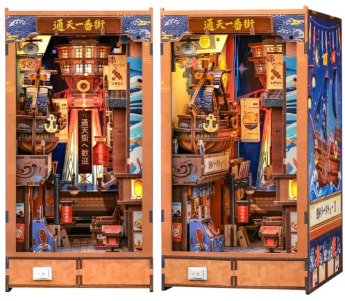 CUTEBEE Book Nook Kit - Maison de Poupée – Maquette en Bois à Construire, Puzzle 3D pour Adultes, Décoration Étagère & Cadeau (Tsutenkaku Osaka Shinsekai)