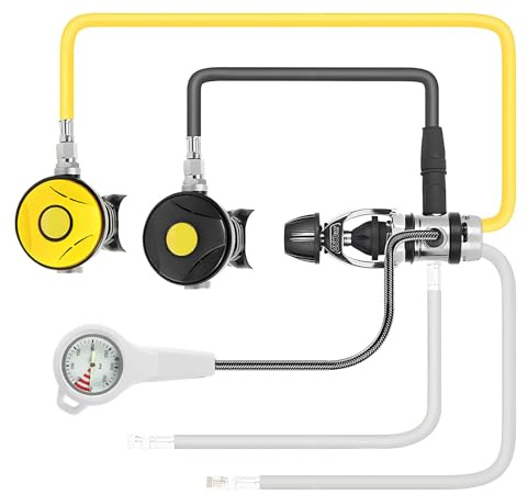 Tauchregler 1. Stufe, professionelles Tauchausrüstungs-Set mit genauem Restdruck-Monitor, Scubas-Atemregler