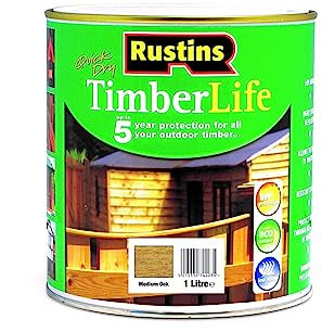 Rustins TLMO1000 1L Timberlife Medium Oak, Brown