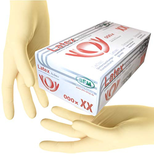 SFM ® BIOLIMES Latex : XS, S, M, L, XL weiß puderfrei volltexturiert Einweghandschuhe Einmalhandschuhe Untersuchungshandschuhe Latexhandschuhe L (100)