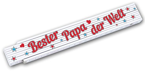 Zollstock Meterstab 2 m mit Schriftzug Bester Papa der Welt Geschenkidee zum Geburtstag Männertag Weihnachten Handwerke Vatertag Mann Familie