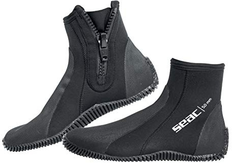 Seac Regular Boot - kurzer, 5 mm starker Neopren-Tauchstiefel mit halbstarrer Sohle und Fersen- sowie Knöchelschutz, Schwarz, XXS