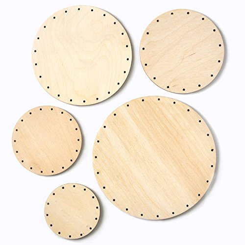 Zita's Creative UNGROL Korbboden Set rund, klein für Peddigrohr 2mm - Flechten, Korbflechten, Schilf Set, Peddigrohr, Flechtset, Rattan - 5 Stück, Holzwerkstoff, Korbboden