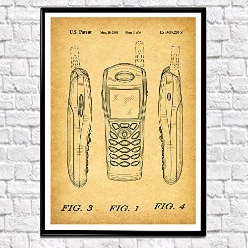 Poster del telefono cellulare con stampa di brevetto per telefono cellulare, poster da parete (WB74) (24 x 36, vintage