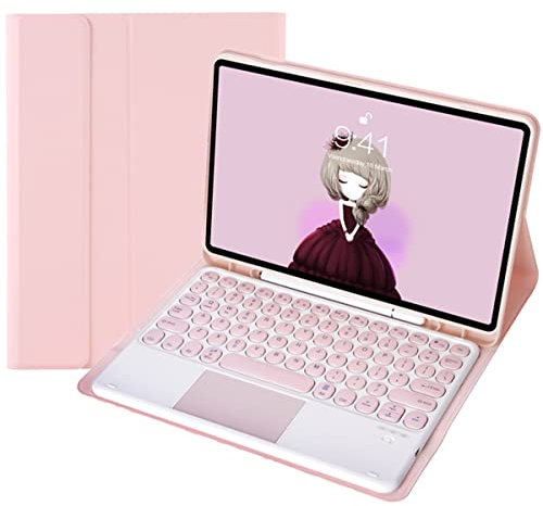 ZOMUN Funda para teclado para iPad Air 2 / iPad Pro 9.7 de 9.7 pulgadas, teclado Bluetooth inalámbrico, desmontable, trackpad, suave TPU contraportada, con soporte para lápiz para iPad Air 2 y Pro 9.7
