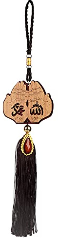 Tnfeeon Voiture Musulmane Ornements Suspendus Pendentifs Suspendus Imitation Bois Pendentifs Islamiques pour la Décoration de Voiture(140245)
