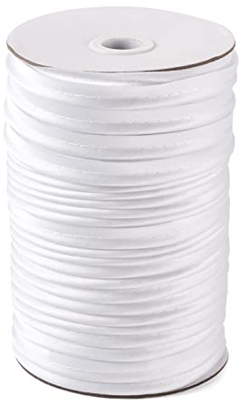 Cheriswelry 100 m weiße Maxi-Paspel mit Schweißschnur, 1,9 cm (3/8 Zoll) Polyesterfaser-Biese, Schrägband zum Nähen, Polstern, Quilten