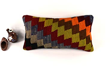 Kelim Kissenbezug 20x40 cm Kelim Kissen Orientalische Kissen Kopfkissen Bohemian Kissenhülle Oushak Kilim Dekokissen Sofakissen Zierkissen code A2976