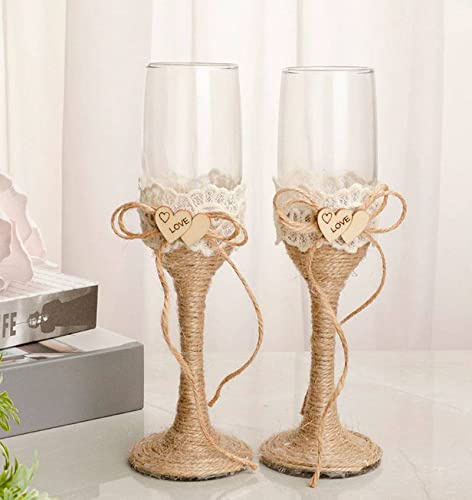 Set 2 Copas Cristal Boda Kraft - Copas Bodas Brindis Bodas de Oro, Aniversarios, Bodas de Plata, Vintage, Retro