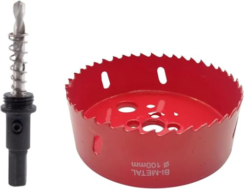 TUNEZ® Lochsäge M42 Bi-Metall Lochschneider Set mit Sechskant Dorn und Zentrierung Metallbohrer Lochsäge Kit für Holz Metall Gipskarton Eisenblech Rohr Kunststoff (100 MM)