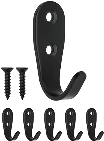 FUXXER 5 Klassische Eisen-Haken, Garderoben-Haken, Küchen-Haken, schwarz (5,3 x 2,1 cm)