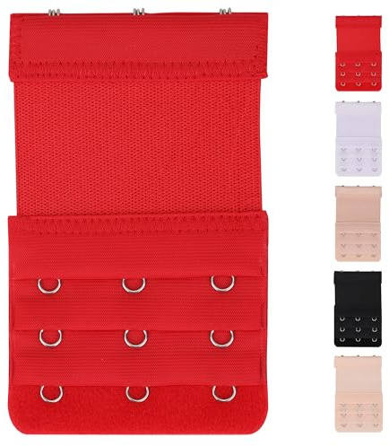 Trimming Shop Elastic Bra Extenders 3x2/3x3 Hook Extension Strap, 1 Pack | Soft & Comfortable, Stretchy, Adjustable Bra Back Extension, Polyester and Stainless Steel Hook Design, 9x3.2cm / 9x5.6cm