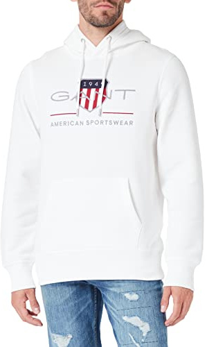 GANT Herr Reg Archive Shield Hoodie Huvtröja, Äggskal, XL