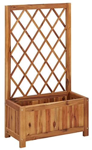 homiuse Arriate de jardín con Enrejado Madera de Acacia Macetero Interior Jardinera Madera Pared Macetas Exterior Grandes Huerto Urbano Exterior Maceteros Rectangulares Altos
