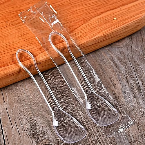 100 Pieces Ice Cream Scoops, Independent Packaging Disposable Cake Yogurt pudding spoon (Clear)