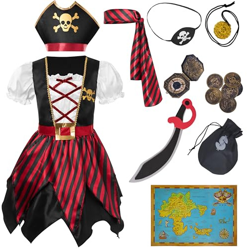 Spooktacular Creations barn piratdräkt, Buccaneer prinsessklänning för flickor halloween temafest och rollspel-S