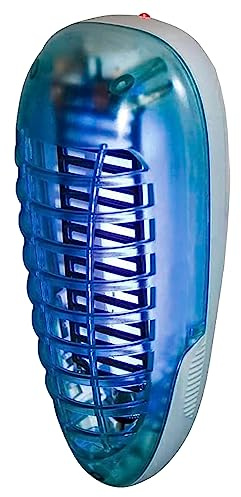 Tradineur - Lámpara antimosquitos eléctrica 4 W - 18 x 7,6 cm - Luz atrapa mosquitos portátil con cepillo - Trampa para matar insectos, moscas, polillas, uso doméstico, dormitorio, salón, camping