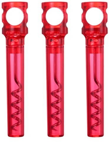 sourcing map 3 cavatappi tascabili da 10,7 cm, portatile, in plastica, mini apribottiglie per vino, per campeggio, viaggi, rosso trasparente