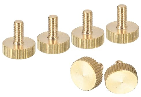 QUARKZMAN M4x8mm gerändelte Daumenschrauben, 6 Stück flache gerändelte Kopf vollständig Gewinde Messing Daumenschrauben Bolzen Griff Knöpfe Befestigungselemente