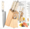 NANFANG BROTHERS Damascus Kitchen Knife Set with Block 6 Piece, Knife Set, Perfect Knife Set Gift, VG10 Steel Core with HRC 60 ± 2 Hardness, with Cooking Shears