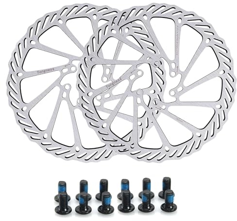 Yongness Disco Freno Bicicletta Confezione da 2 con 12 Viti 160mm/180mm/203mm Rotore Disco Freno Bicicletta per City Bike, Mountain Bike, Bici da Strada, Parti di Biciclette (Argento, 203mm)