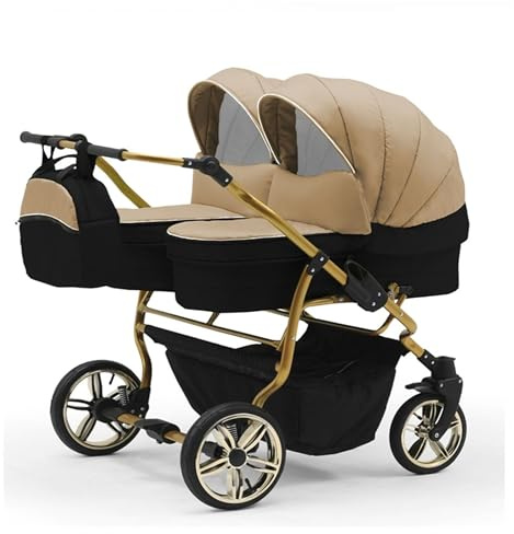 Zwillingskinderwagen 2 in 1 Duet Lux Goldedition inkl. Sportsitze - 10 Teile - in 20 Farben