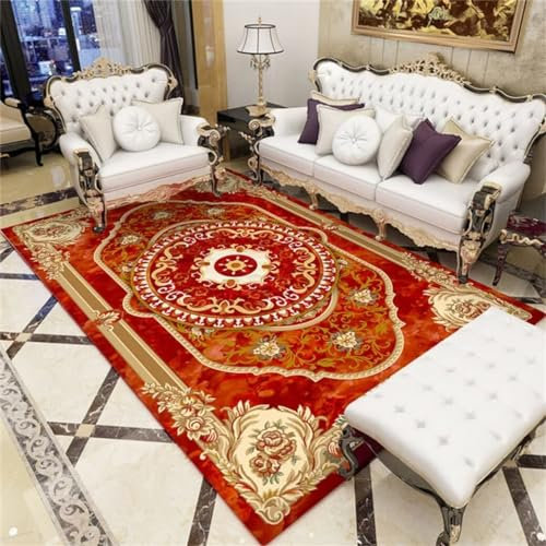 RUGMRZ Kinderteppiche Jungs 300x400CM Teppich waschbar vorzimmer Rot Bequemer mit Blumenmuster für Mädchenzimmer Rutschfester