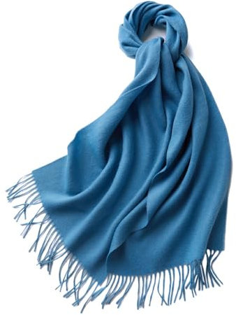 tuwiwol Weicher Kaschmir Wollschal, warm, gemütlich, vielseitig, einfach zu kombinieren, langlebig, langlebig, Stoff, Winter Feinstrickschals, trübes Blau