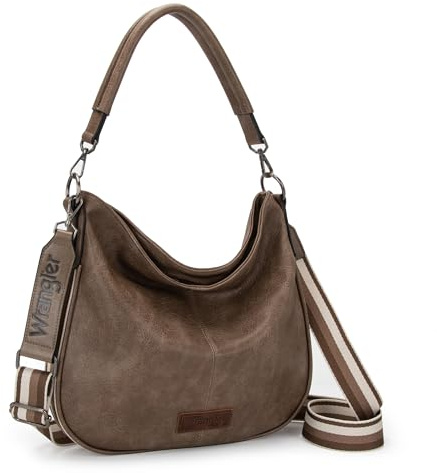 Wrangler Large Hobo Crossbody Bag Purses for Women Slouchy Shoulder Tote Handbags Ladies Cross Body Work Travel Trendy Gift with Adjustable Strap Dark Khaki WG129-1022DKH