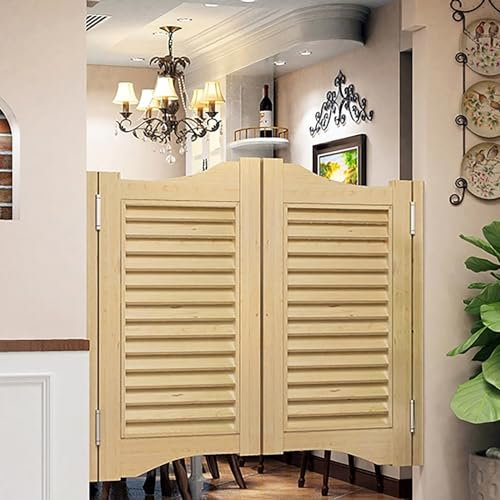 Cowboy-Tür Aus Massivem Holz, Pendeltür Holz, Handmad Flügeltür Für Cafe, Küchen Badezimmer Trennwände Dekoration, 1 Paar Louvered Saloontüren Westerntür(Wood,W110*90cm)