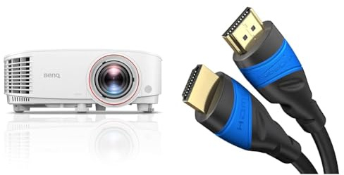 BenQ TH671ST DLP Proiettore 1080P FHD, 3000 ANSI Lumen, Corto Raggio, hdmi, Bianco & KabelDirekt – Cavo HDMI 4K con schermatura A.I.S., Progettato in Germania