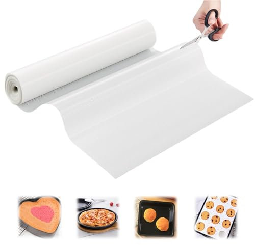 Fosoloni Silikon Backmatten,Wiederverwendbare Silikonmatte küche Rutschfest,Backmatte aus Silikon Hitzebeständige,30cmx244cm für Ofen,Luftfritteusen,Spülmaschine & Gefrierschrank geeignet