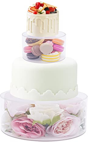 MINRS 2 supporti per torte in acrilico riempibili per torte Riser Cake Animale, cilindro rotondo, display riser, centrotavola decorativa per matrimoni, compleanni, feste (10 x 4 pollici, 6 x 4