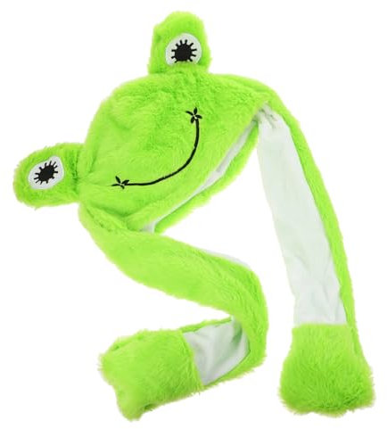 WESIEVYA Einstellbarer Frosch-hut Mit Beweglichen Ohren Plüsch Kostüm-haube Für Halloween Cosplay Und Partys Lustiger Tier-hut Als