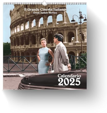 AIMA Calendario 2025 da Muro Agenda 31x33 cm - Calendario da Parete Spiralato 12 Mesi con Immagini del Cinema Italiano Copertina Speriamo che non sia una canaglia, Calamita e Mini Poster in Omaggio