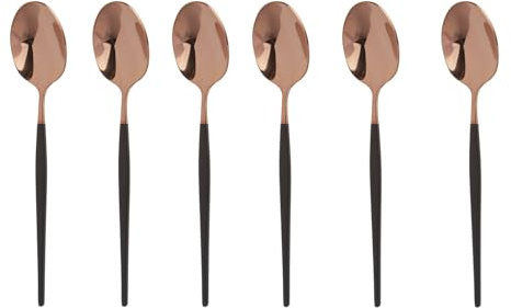 JUEGO DE 6 CUCHARAS DE LUJO EN NEGRO Y ORO ROSA