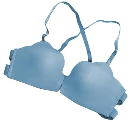 Reggiseno Senza Cuciture Sottile Senza Spalline Antiscivolo Raccolto Sexy da Donna con Fibbia sul Senza Anello in Acciaio Reggiseno Biadesivo per Vestiti Scollati Bretelle Reggiseno (Light Blue, 32)