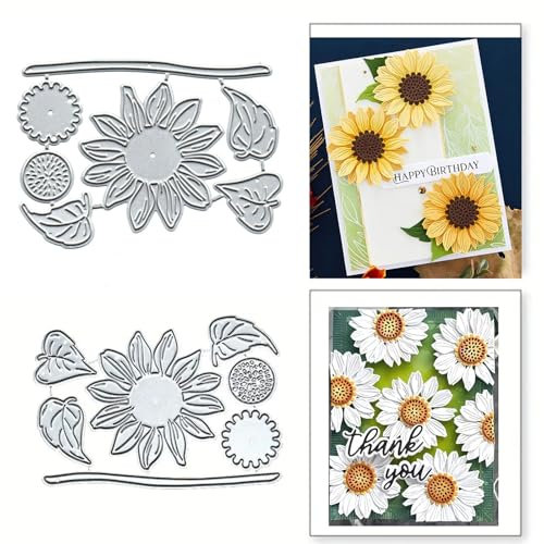 Christmas Sunflower Flower Leaf Metal Die Cuts,Spring Sunflower Frame Leaf Cutting Dies Cut Stencils for DIY Scrapbooking Album Decorative Embossing Paper Dies for Card Making