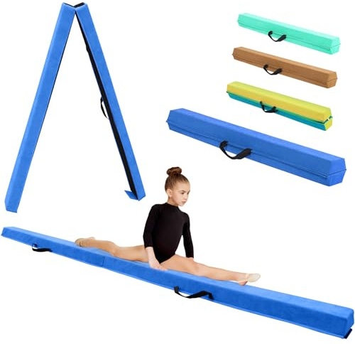 KIKILIVE Gymnastisk balansbalk med Eva konstläderyta + EPE i 3 storlekar (240 cm/270 cm/300 cm) vikbar för barn och vuxna + bärväska