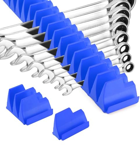 Wrench Organizer for 40 Wrenches, Improving Efficiency Magnetic Wrench Holder, Wall-Mounted Pliers Holder Tool Organizer for Tool Box Storage(Blue)