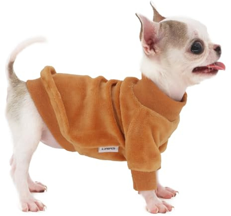 LOPHIPETS Fleece-Lined Dog Sweatshirt Coat for Chihuahuas & Teacup Puppies & Small Dogs Breeds | Fits 0.5-1.2 lbs | Camel, XX-Small