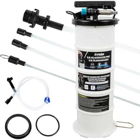 ATPEAM Bomba Extractora Aceite Coche 6,5L，Extractor de Aceite Motor Coche Neumático y Manual con Manómetro y Manguera de Succión