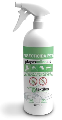 Spray Insecticida Anti Chinches y Antiácaros para textiles 1L | Repele y Mata Ácaros, Chinches, Cucarachas, Hormigas e insectos voladores | No mancha y No deja olor | Interiores y Exteriores